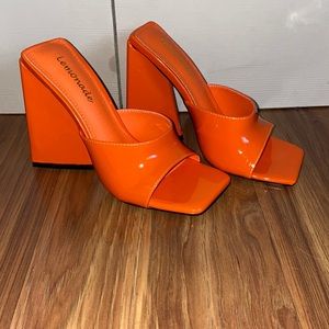 Orange block sandal